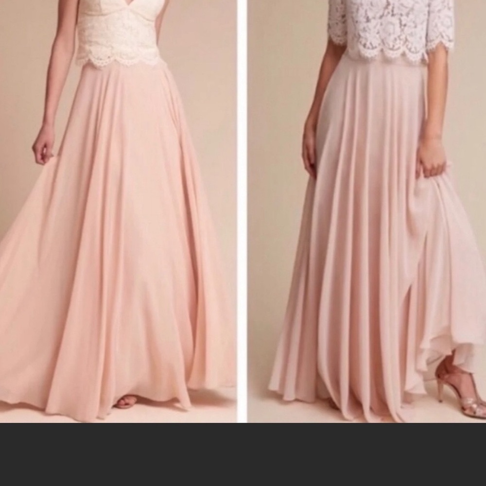 New w/ tags Jenny Yoo Hampton long skirt/blush/chiffon size 10